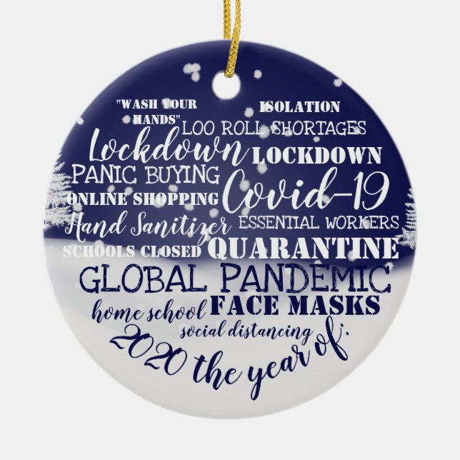 covid19 2020 das Jahr der Isolation von Gesichtsma Keramik Ornament (Vorne)