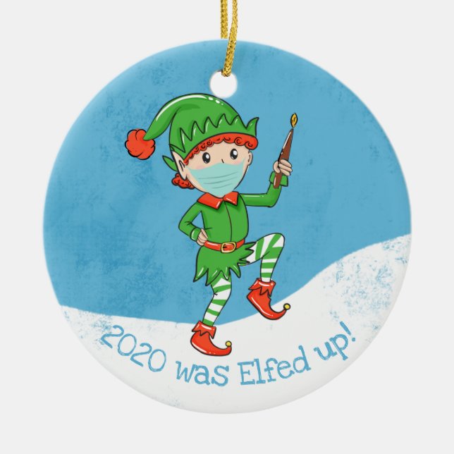 covid19 2020 wurde erschöpft! Weihnachten x-maske  Keramik Ornament (Vorne)