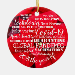 covid19 2021 das Jahr der Impfungen poinsettia c Keramik Ornament