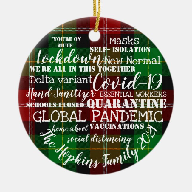 covid19 2021 das Jahr der Impfungen Zuhause School Keramik Ornament (Vorne)