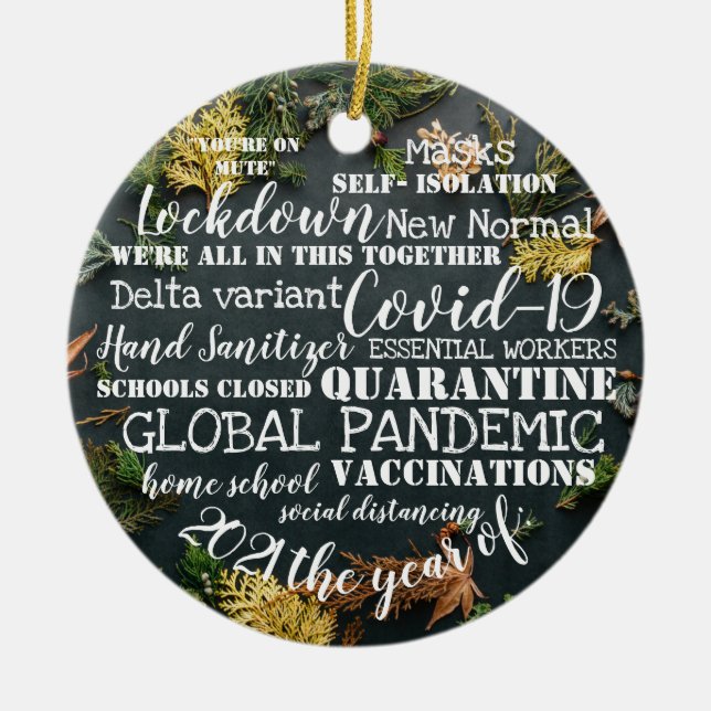 covid19 2021 the year of vaccinations christmas ce keramik ornament (Vorne)