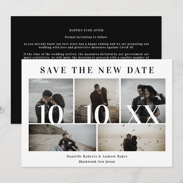 Covid19 Black Trendy New Date 5 Fotos Hochzeit (Vorne/Hinten)