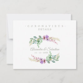 Covid19 Details Sophisticated Lilac Chic Wreath Mitteilungskarte