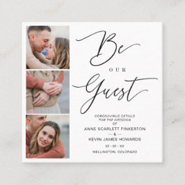 Covid19 Trendy Be our Guest Chic Romantic 3 Photos Quadratische Visitenkarte