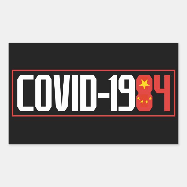 COVID-1984 RECHTECKIGER AUFKLEBER (Vorderseite)