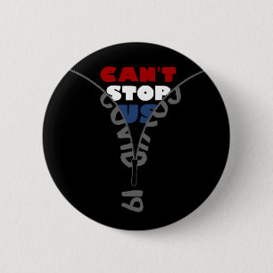 COVID-19 Cant Stoppt US rot-weiß und blau Button