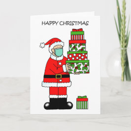 Covid 19 Cartoon Weihnachten im Gesicht Maske Karte