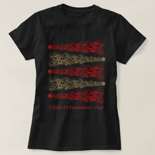 COVID-19 Erfahrung, Angst, Virus, Gold und Rot T-Shirt (Design vorne)