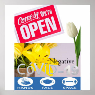 Covid 19 Florist Floral Open Sign Poster Matte