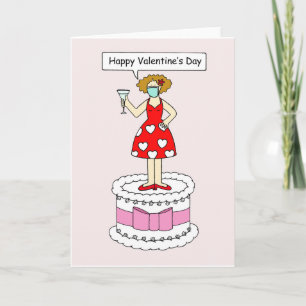 Covid 19 Frohes Valentinstag Cartoon Lady Karte