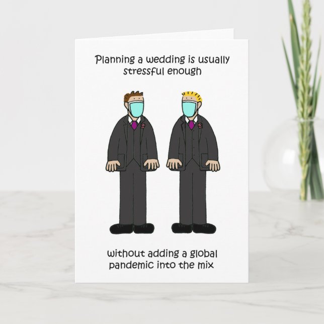 Covid 19 Gay Male Hochzeitsplanung Karte (Vorderseite)