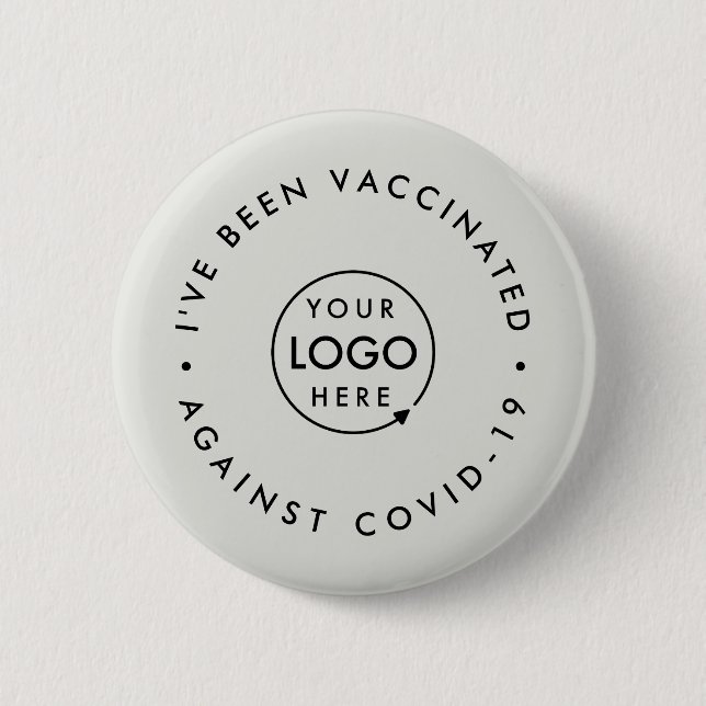 Covid-19 geimpft | Firmenlogo Modernes Grau Button (Vorderseite)