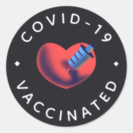 Covid-19 geimpftes Herz und Spritze Niedlich Runder Aufkleber