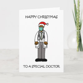 Covid 19 Happy Xmas Afroamerikaner männlicher Dokt Karte