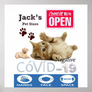 Covid 19 Haustiergeschäft Öffnungsschild Poster Ma