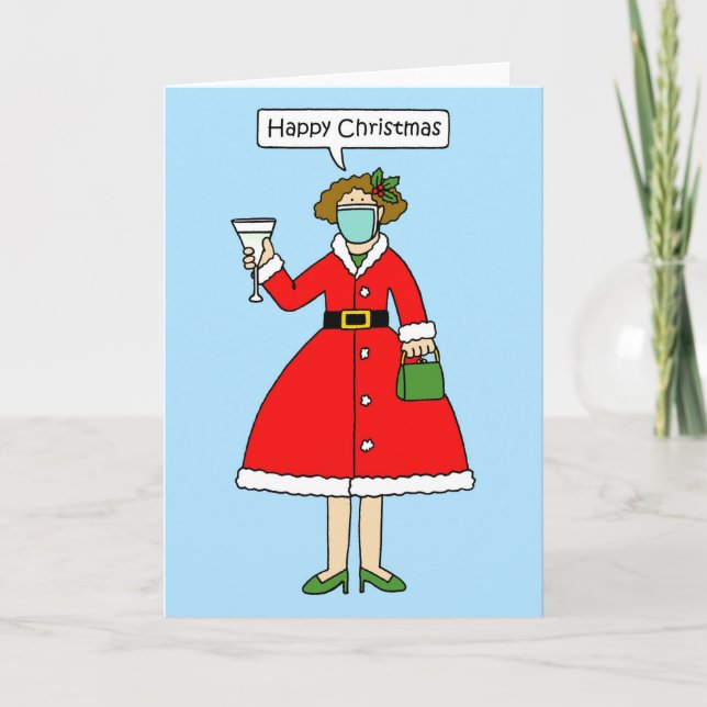 Covid 19 Noël Mme Claus Carte de vacances (Devant)