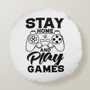 COVID 19 Quarantine Gamer Gift - Bleibe auf Zuhaus Rundes Kissen