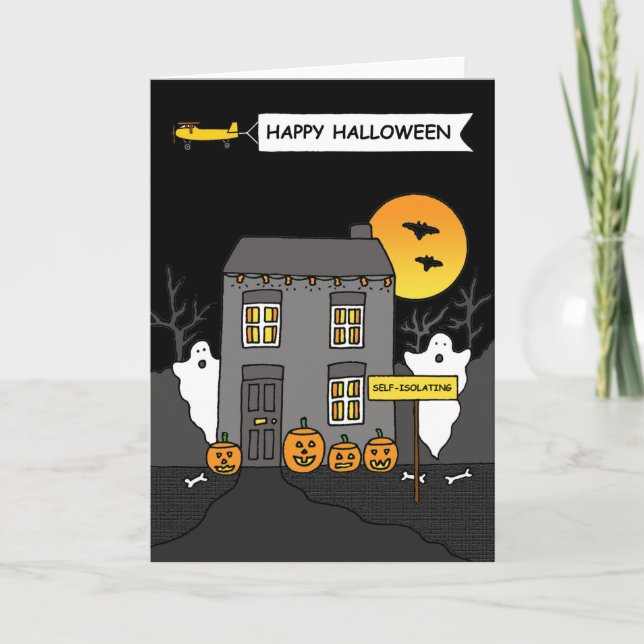 Covid 19 Selbst-Isolation Halloween Spooky House Karte (Vorderseite)