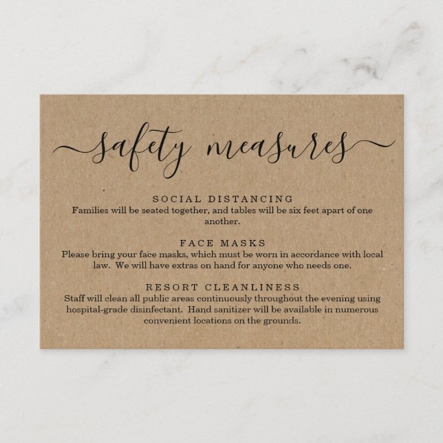 Covid 19 Sicherheitshinweise — Informationen über  Begleitkarte (Vorderseite)