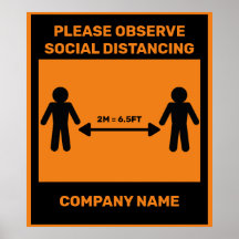 COVID 19 Social Distancing Poster Name des Unterne