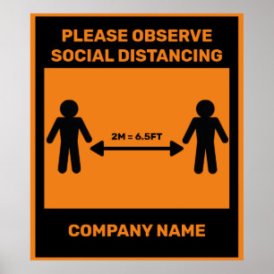 COVID 19 Social Distancing Poster Name des Unterne