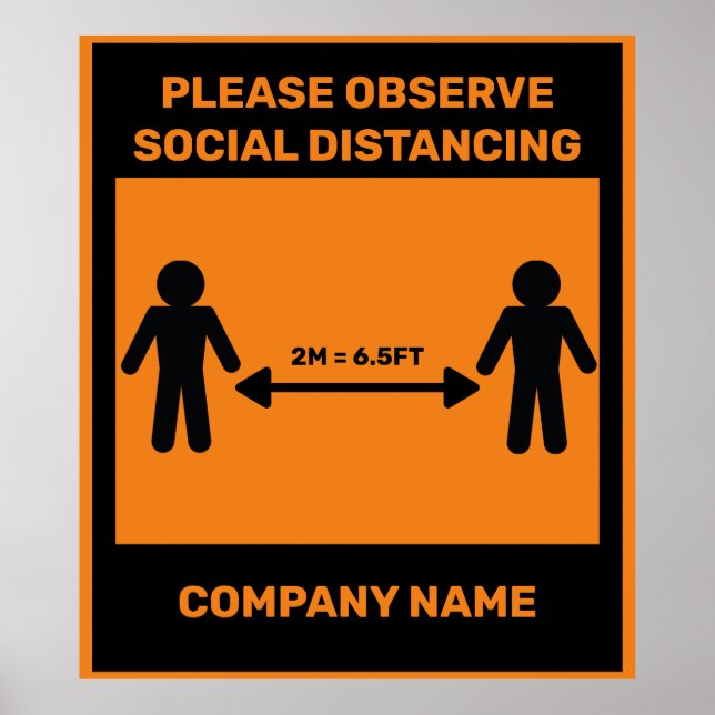 COVID 19 Social Distancing Poster Name des Unterne (Vorne)