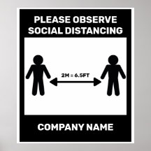 COVID 19 Social Distancing Poster Name des Unterne