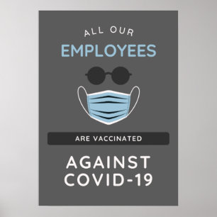 Covid-19 Vaccated Employees Safe Business Sign Poster