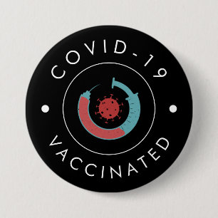 Covid -19 Vaccinated Cool Modern Trendy Vaccine  Button