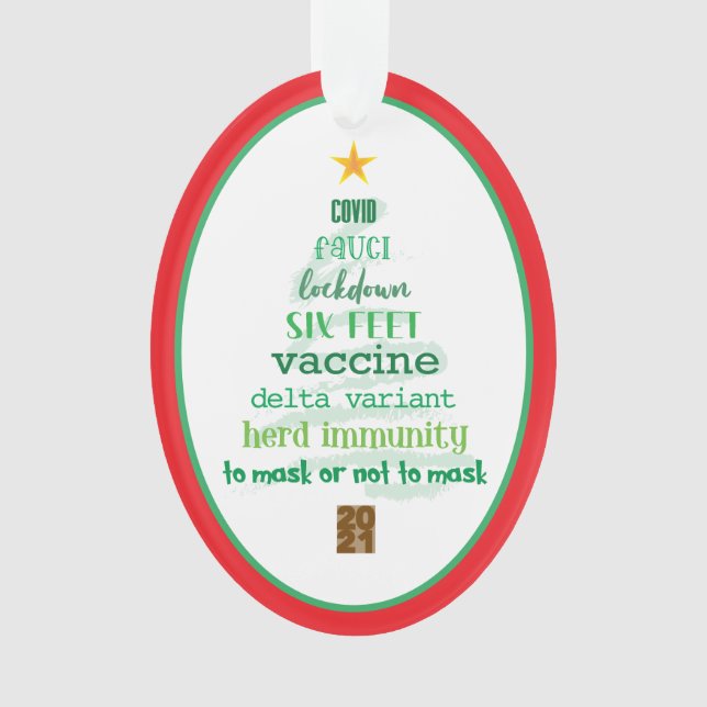 Covid 2021 Keepake Red Green Weihnachtsschmuck Ornament (Vorderseite)