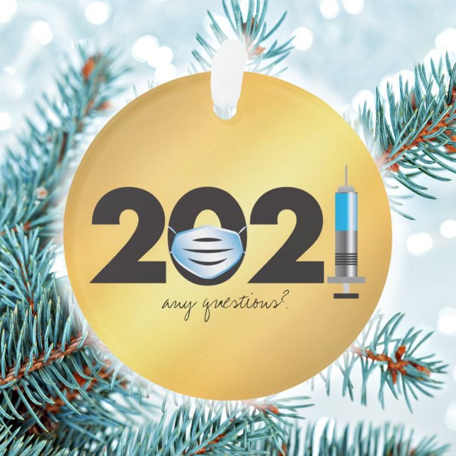 Covid 2021 Maske Impfstoff Gold Weihnachtsschmuck Ornament (Von Creator hochgeladen)