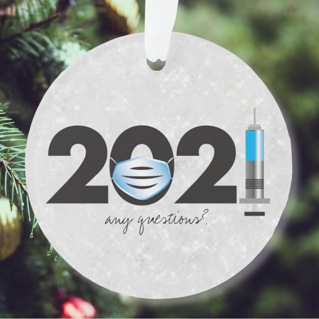 Covid 2021 Maske Weißer Glitzer Weihnachtsschmuck Ornament (Von Creator hochgeladen)