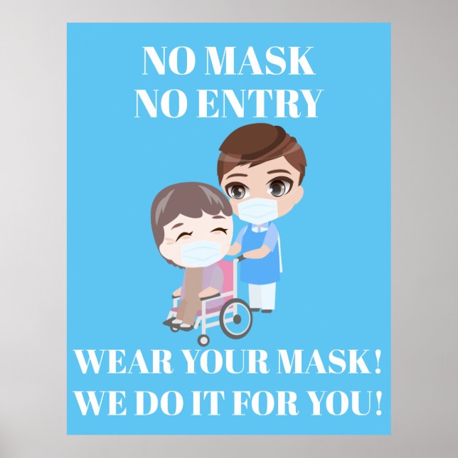 Covid Chirurgische Maske Patient Rollstuhl Poster (Vorne)