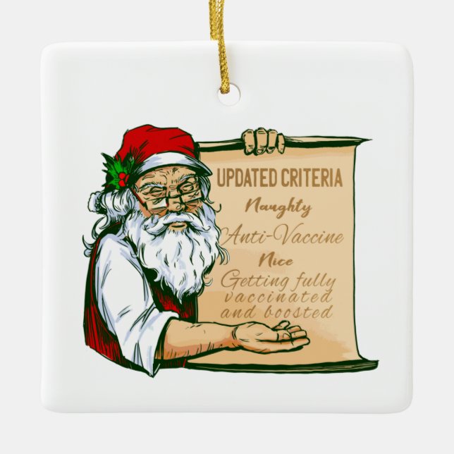 covid christmas santa claus vaccine naughty keramikornament (Vorderseite)