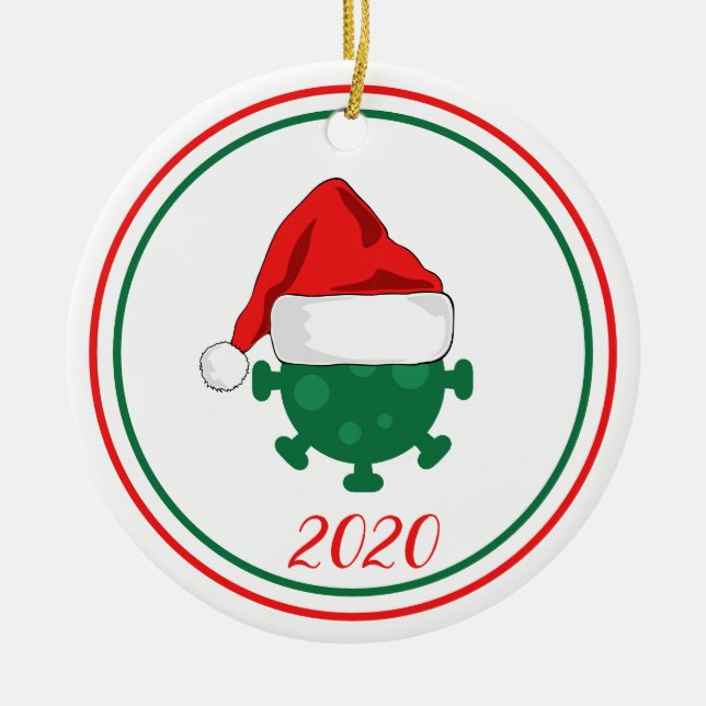 Covid Corinavirus Globale Pandemie 2020 Keramik Ornament (Vorne)