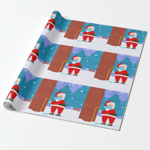 covid frohe weihnachten gesichtsmaske santa wäscht geschenkpapier