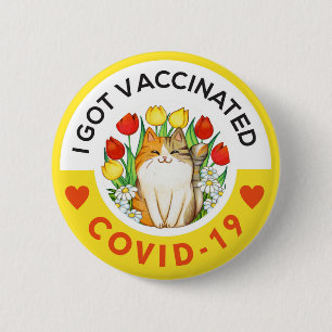 Covid-geimpfte niedliche Katze Button