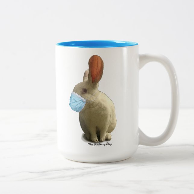 COVID Mask Bunny Mug - Bleu (Droit)