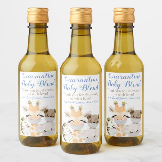 Covid Safari Animals Baby Dusche Mini Weinkennzeic Weinetikett (Flaschen)