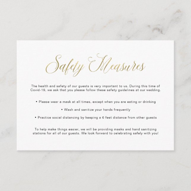 Covid Safety Guidelines | Informationen zur Weddin Begleitkarte (Vorderseite)