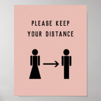 Covid Social Distances Salon Business Pink Poster