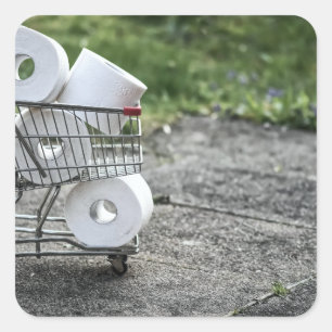 Covid Toilettenpapier kaufen Quadratischer Aufkleber