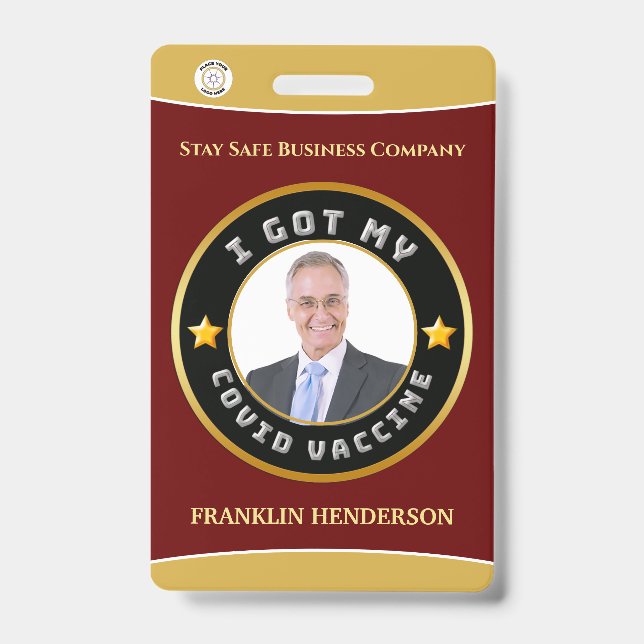 Covid-Vaccated Custom-Abzeichen für Mitarbeiter-Fo Ausweis (Vorderseite)