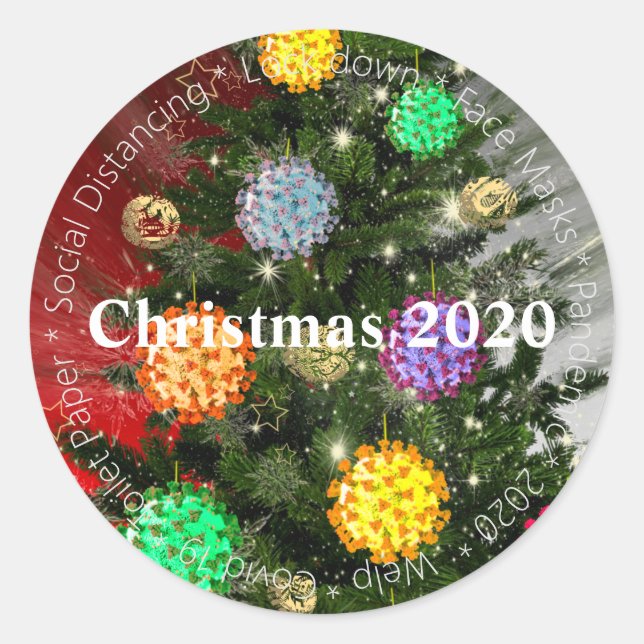 Covid Weihnachten 2020 covid Molekül ornamants Runder Aufkleber (Vorderseite)