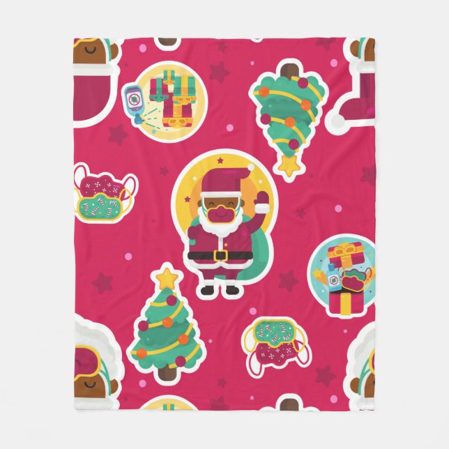 Covider Gesichtsmaske schwarzer Santa Fleecedecke (Vorderseite)