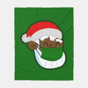 covider Weihnachtsmaske mit schwarzem Santa Fleecedecke