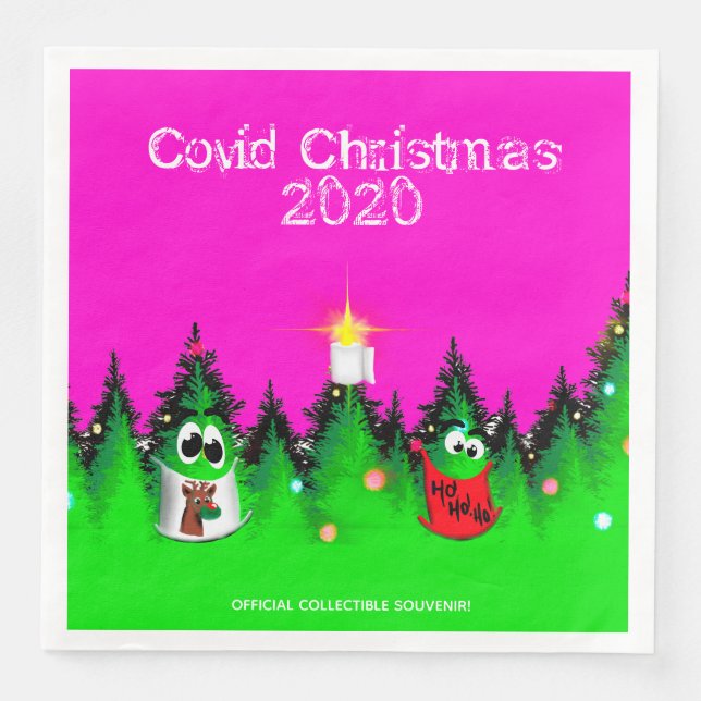 Covider Weihnachtsmaske mit Weihnachtsbäumen Serviette (Vorderseite)