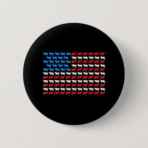 Cow American Flag July 4th Farmer Cattle USA Heife Button