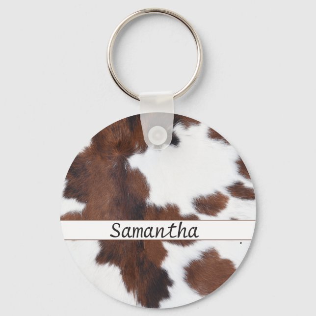 Cow Animal Brown Name Schlüsselanhänger (Vorderseite)