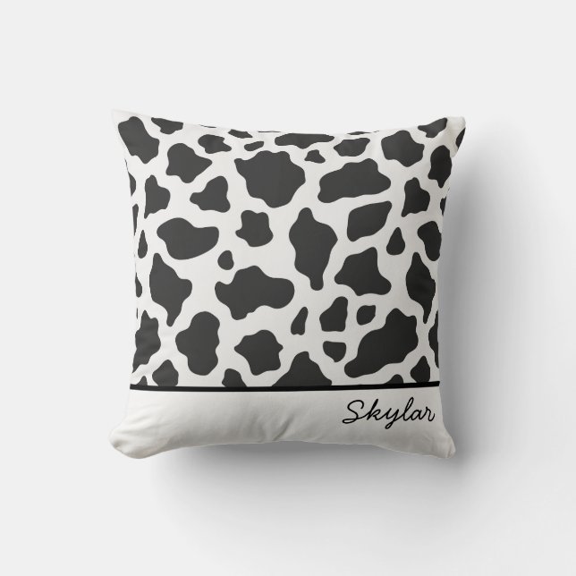 Cow Animal Print Custom Curry Name Kissen (Vorderseite)